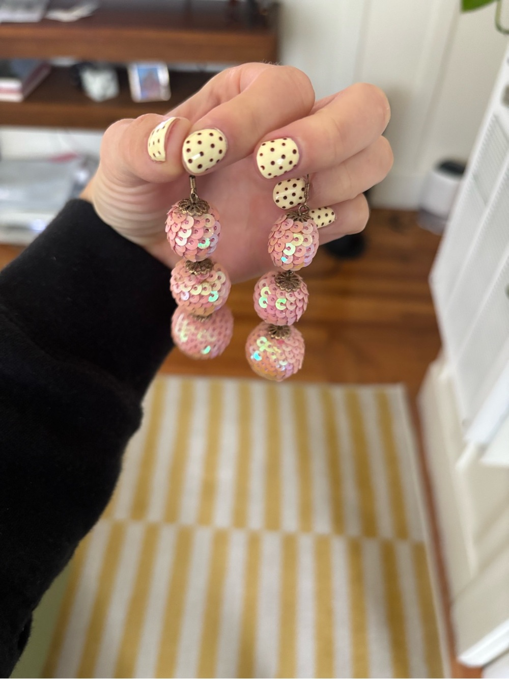 Unlisted Pink Sequin Triple Ball Drop Earrings